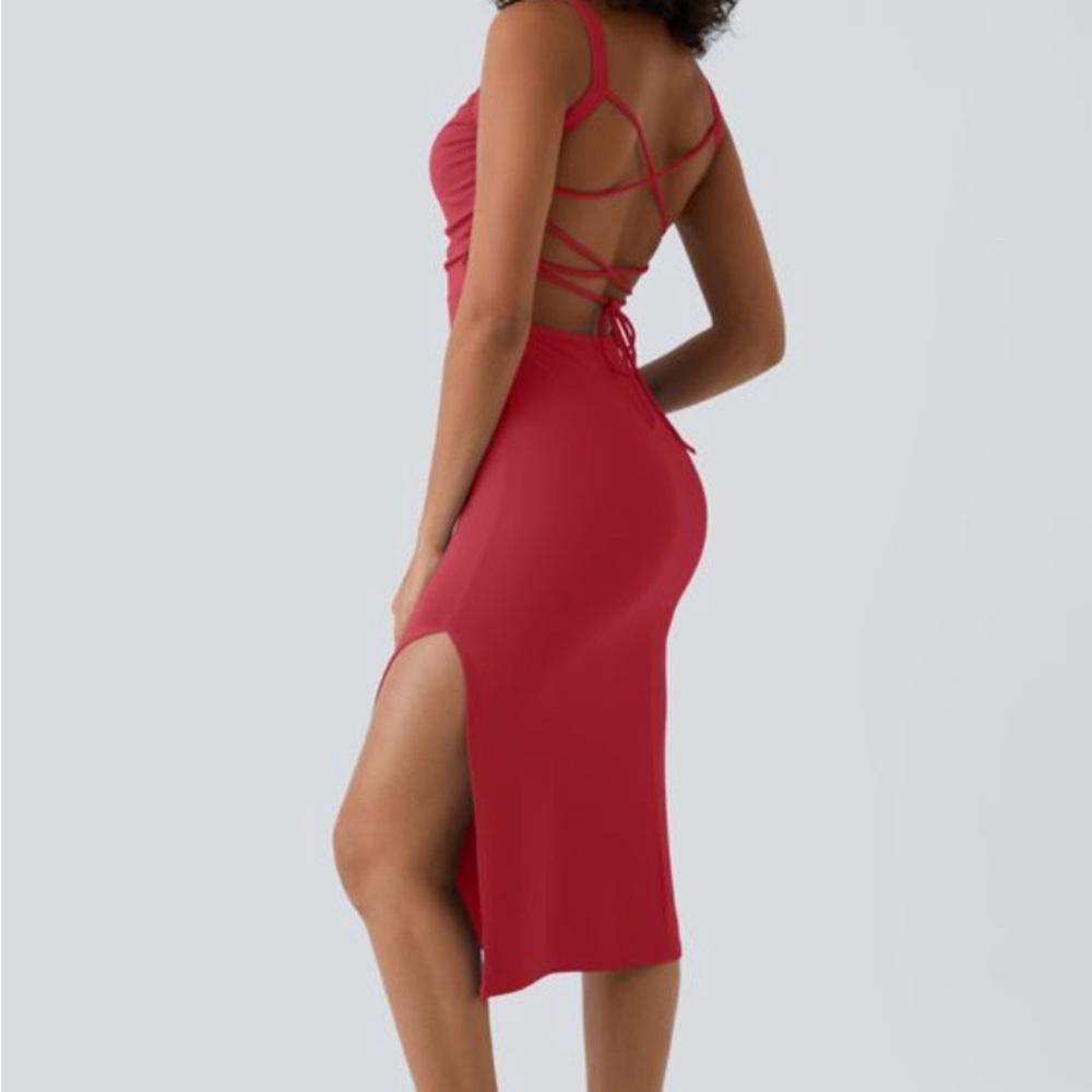New Halara Backless dress Medium- winter berry